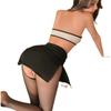 Sexy lingerie uniform temptation chest wrap three-point secretary dress teacher hip skirt black silk suit