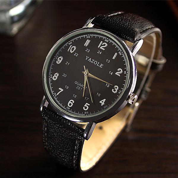 Fashion Top Luxury Brand Watch Men & Women Brown Leather Black Dial Analog Wrist Watch Sports Watches Male Ladies