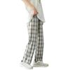 Клетчатые мужские брюки, весна-лето, модные повседневные винтажные брюки, свободные прямые домашние брюки, красивая уличная одежда, брюки большого размера