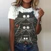 Fashion Women's T-Shirt Cat Printed Short Sleeve Female Harajuku Tees T Shirt Oversized O-Neck Tops Animal Funny Ladies Clothing