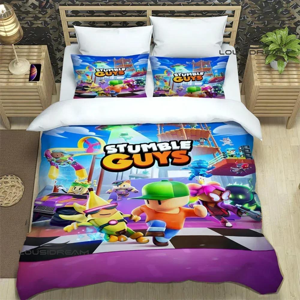 3D Мультяшный Игровой Комплект Постельного Белья Stumble Guys Пододеяльник Комплект Одеял Изысканные Принадлежности для Кровати для Детей Подростков