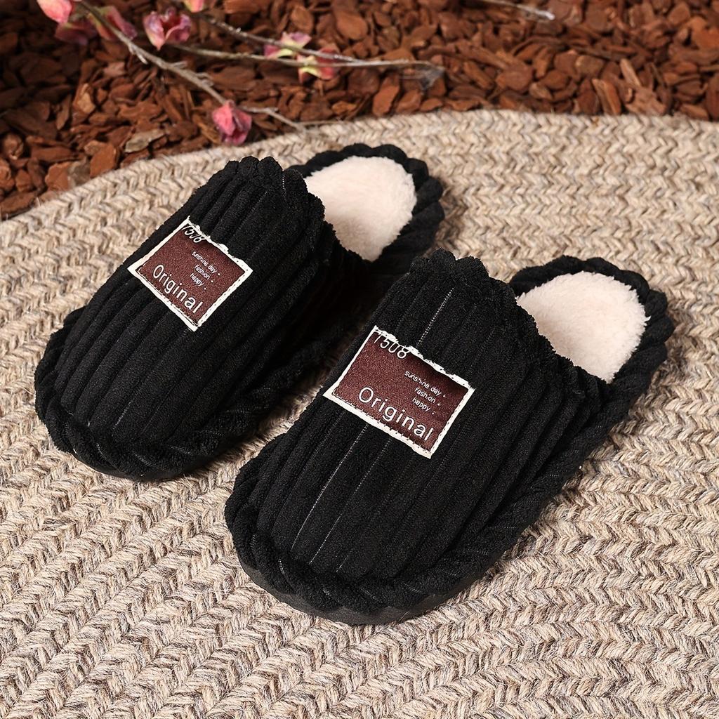 Multi Color Optional Fashionable Warm and Soft Fabric with Fluffy Plush Collar for Home Warm Winter Slippers - Skin Friendly Warm Couple Slippers