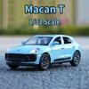 1/32 Porsche Macan T SUV Модель автомобиля из цинкового сплава, литая игрушка-симулятор со звуком и светом, коллекционная, украшает подарок на день рождения мальчика