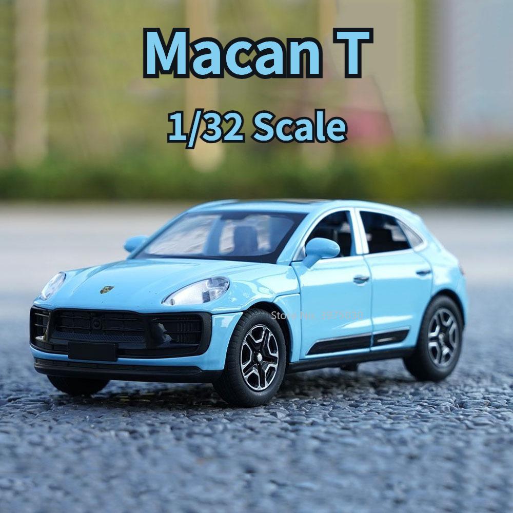 1/32 Porsche Macan T SUV Модель автомобиля из цинкового сплава, литая игрушка-симулятор со звуком и светом, коллекционная, украшает подарок на день рождения мальчика