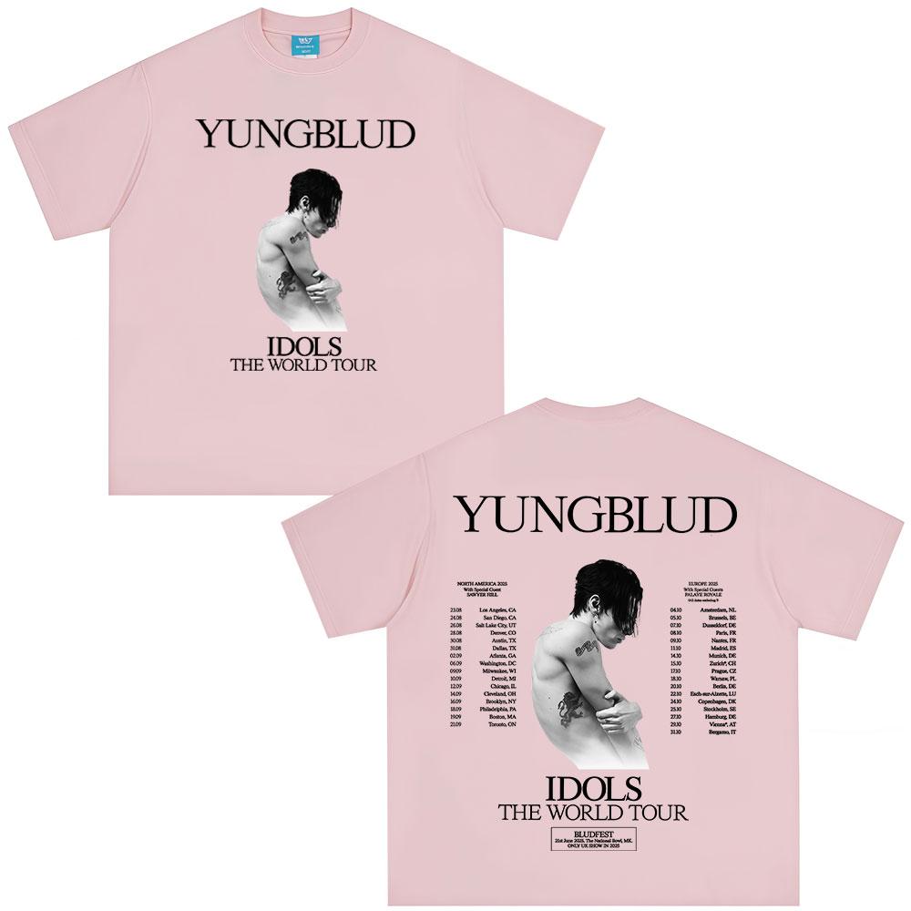 Yungblud IDOLS Мировой Тур 2025 Футболки Подарок для Фанатов Унисекс Женские Хип-Хоп Футболки с Коротким Рукавом Оверсайз Повседневные Хлопковые Футболки