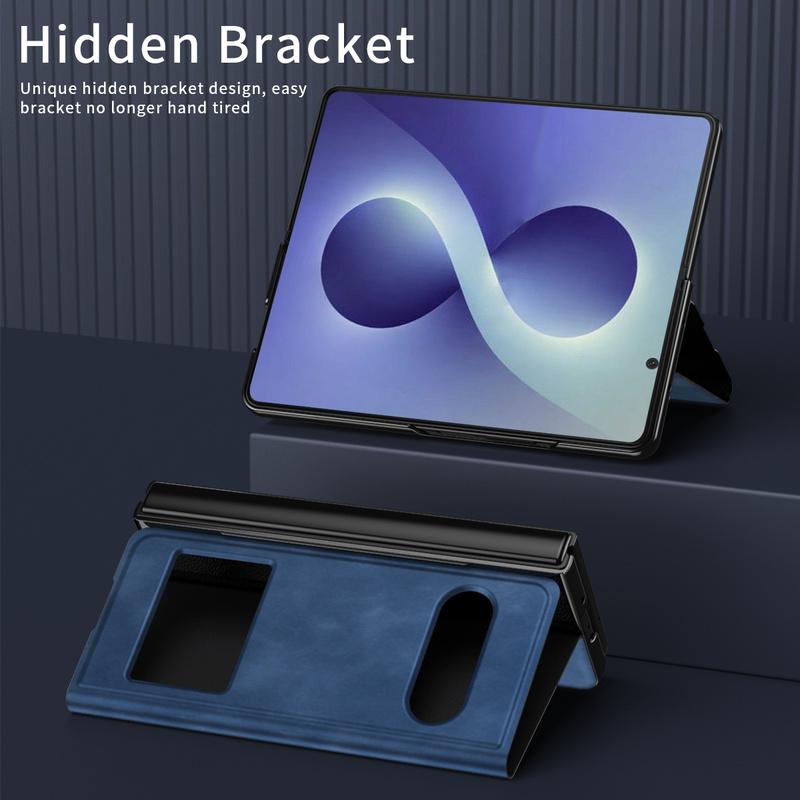 For Samsung Galaxy Z Fold 8 Ultra 7 6 5 4 Case Solid Color Flip Pu Leather Holder Design Protective Shell Protection Back Cover