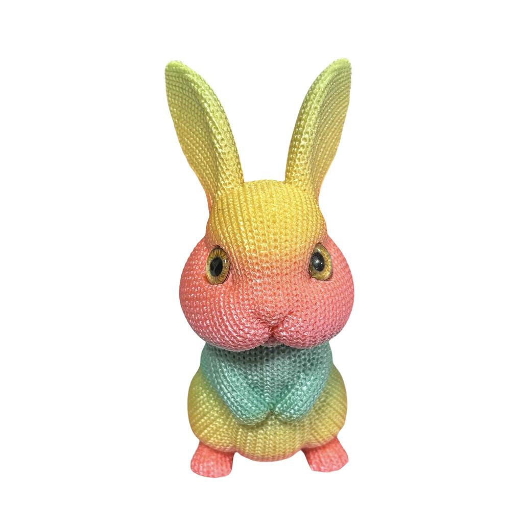 Easter Bunny Figurines Set – Colorful Knit-Textured Decorations, Cute Tabletop Ornaments For Easter Home Party Decor, Holiday Gift For Kids & Family