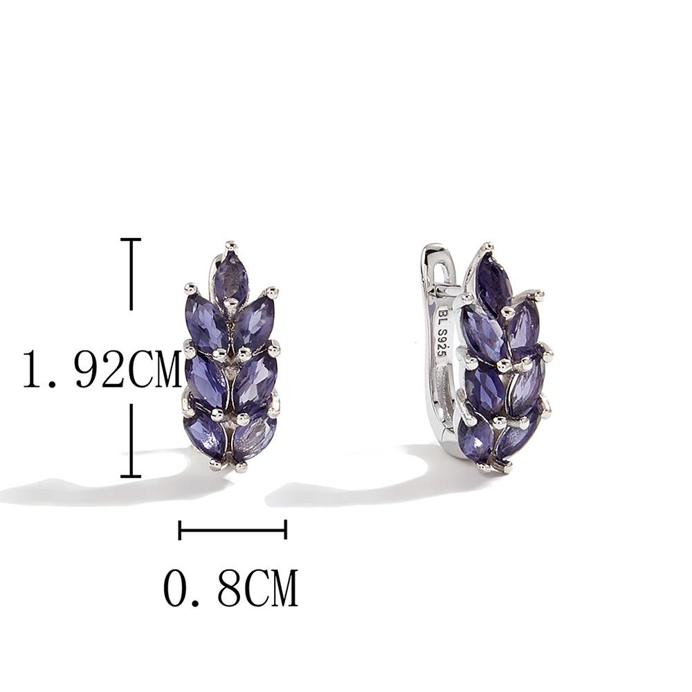 Bolaijewelry 925 Sterling Silver Light Luxury Iolite Natural Gemstone Earrings for Women's Anniversary Gift