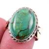 Natural Tibetan Turquoise Gemstone 925 Solid Silver Two Tone Ring S.7.5US Q5c07