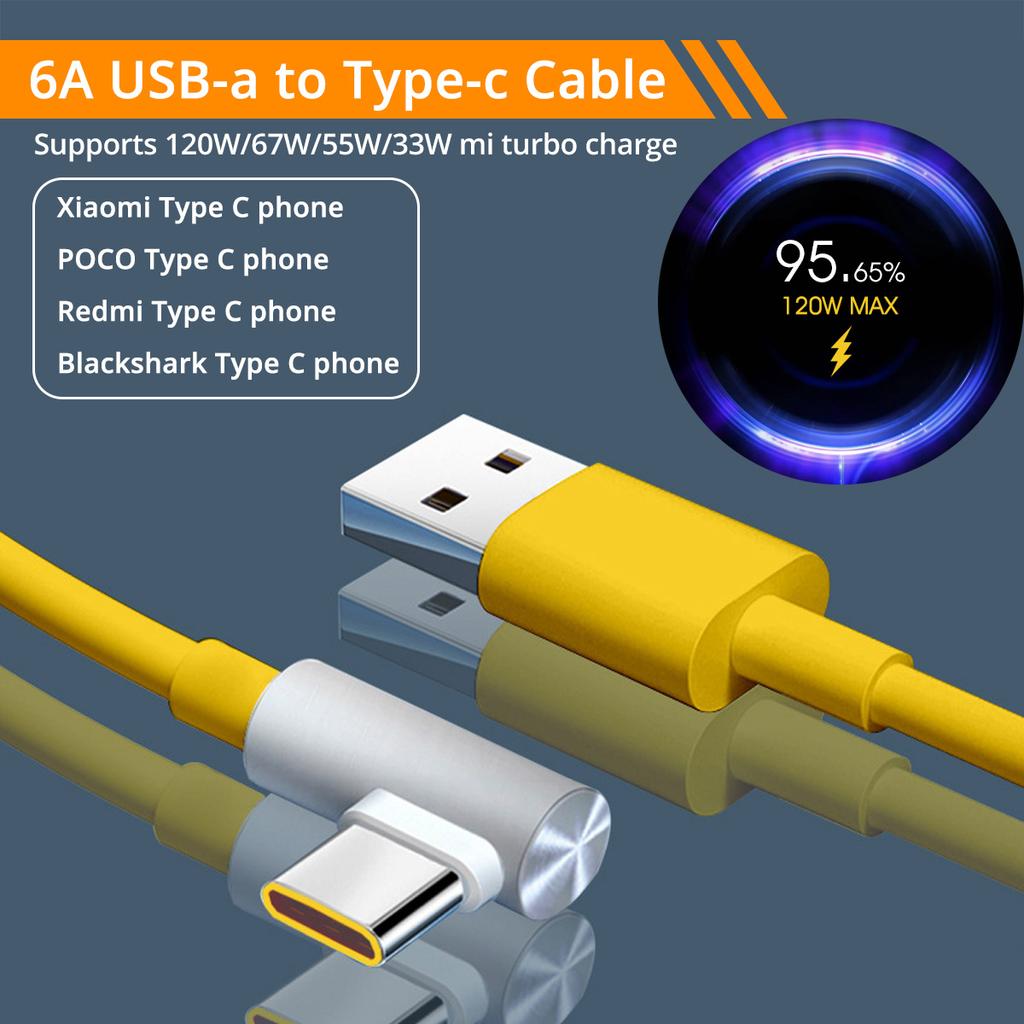 FONKEN Xiaomi 120 Вт 6A USB Type C кабель для быстрой зарядки 90 градусов игровой кабель под локтем для Mi 12 11 Pro Poco F4 Redmi K50 кабель Black Shark