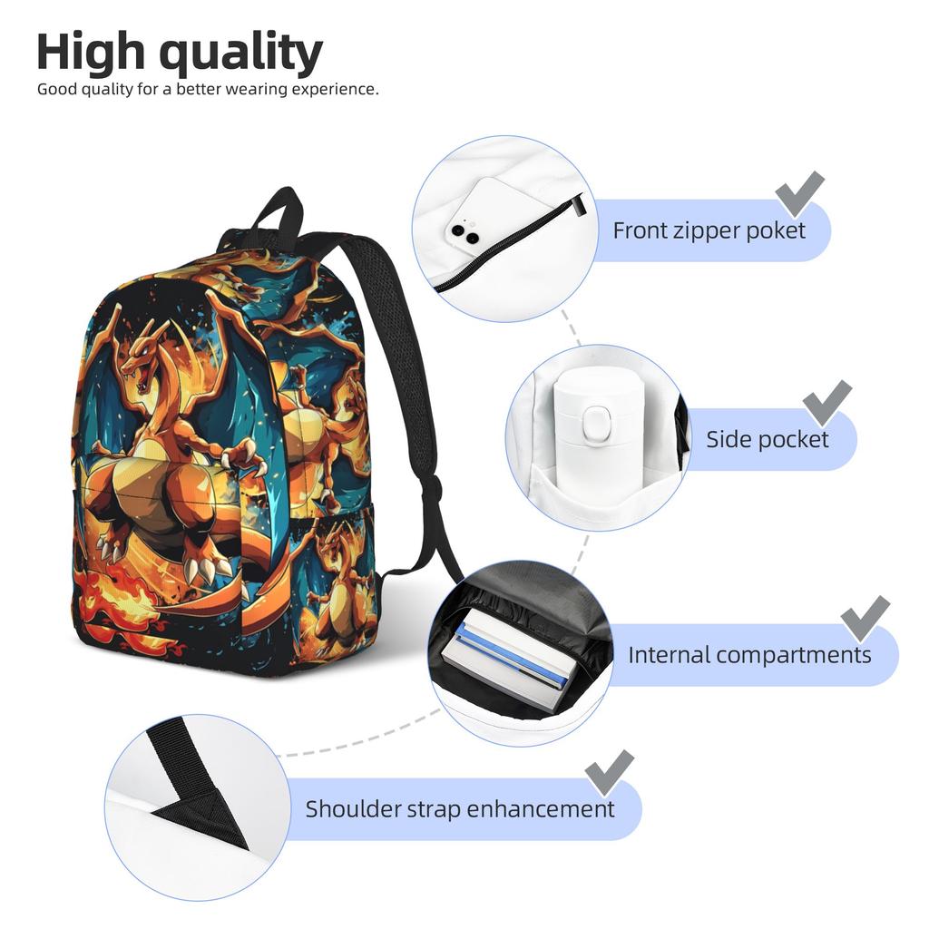 Модный рюкзак с чаризардом из покемонов Mochilas Винтажный Для работы Ретро Моющийся Rucksack