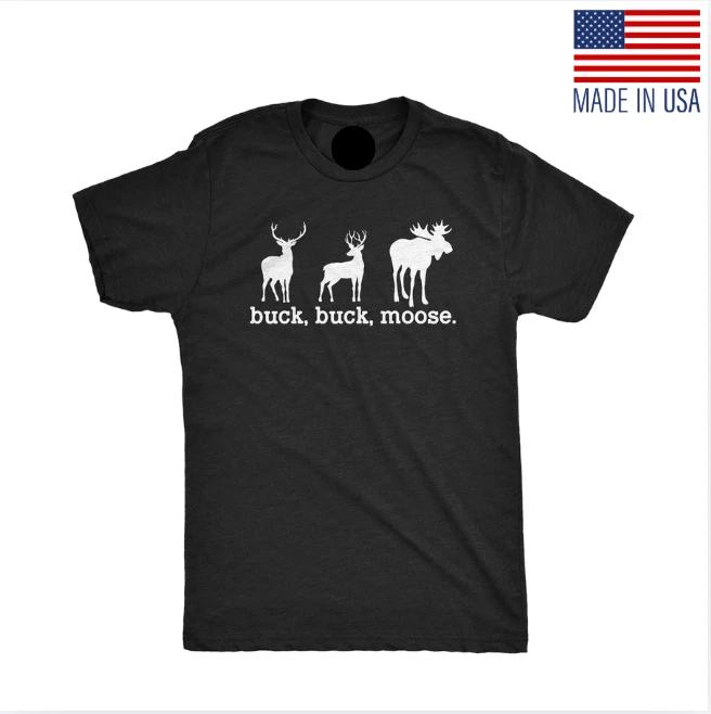 Mens Buck Moose T-Shirt Funny Deer Hunting Elk Hunter Joke Tee for Guys