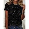 2025 Новая модная женская футболка с короткими рукавами, свободный летний топ с круглым вырезом и индивидуальным принтом