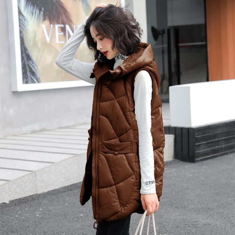Women Autumn Winter Outwear Thicken Waistcoat Cotton Padded Hooded Sleeveless Jacket Coat Vest