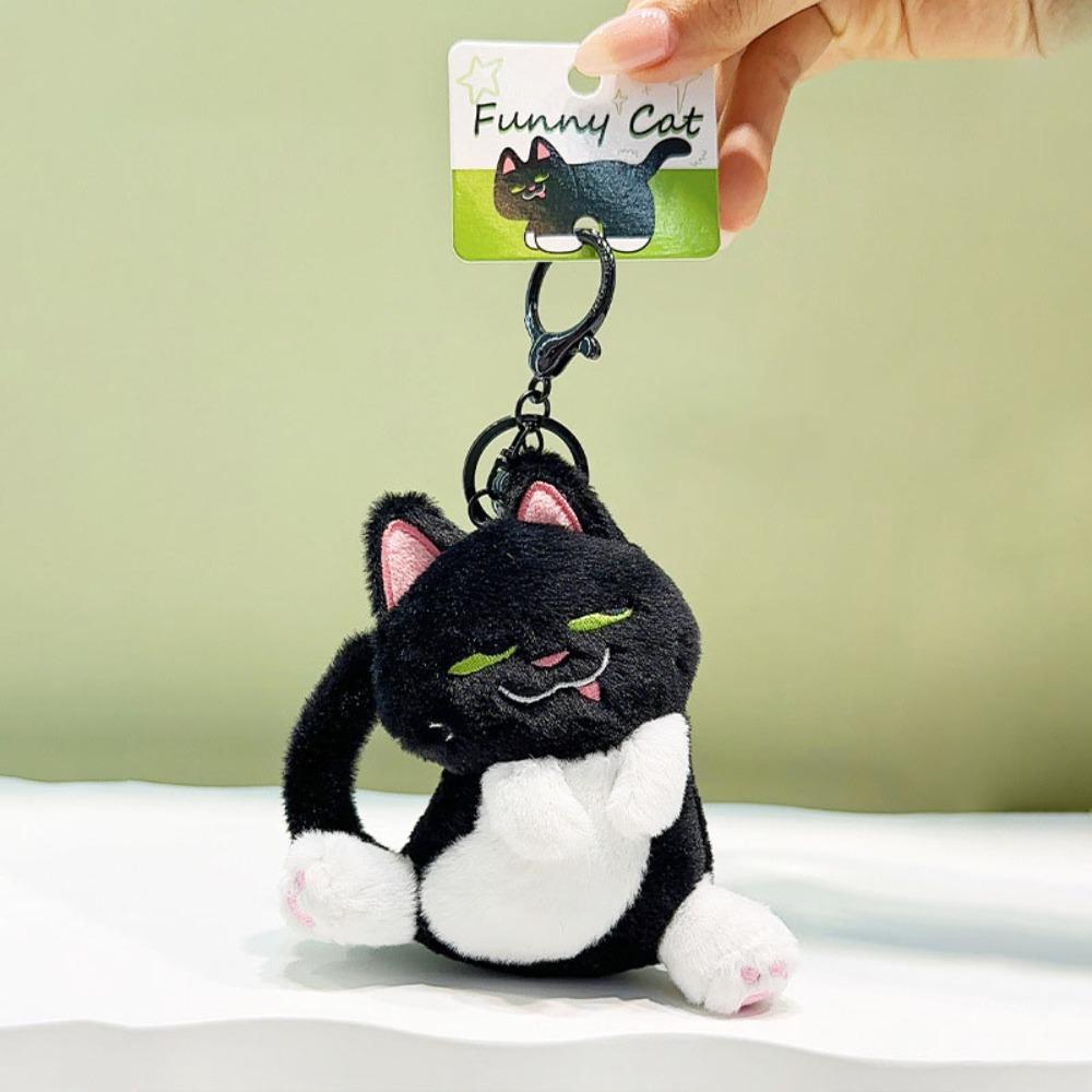 Черный кот озорной кот кулон мягкий автомобильный брелок портативный плюшевый брелок кукла подарок