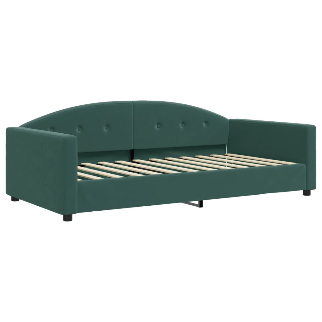 Pull Out Daybed Dark Green 100x200 cm Velvet