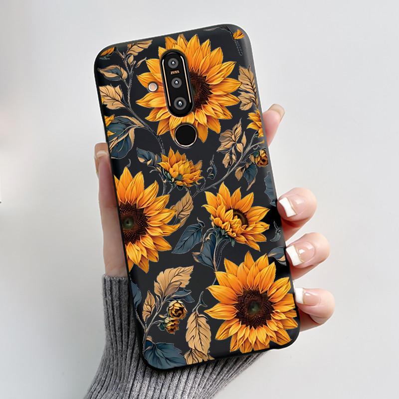 Чехол для телефона Nokia 8.1 Plus / Nokia X71, Чехол для телефона, Узор «Обширные луга с красивыми полевыми цветами», Мягкий черный чехол, Защита от царапин