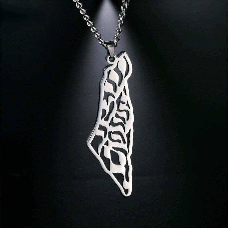 Israel Palestine Map Pendant Necklace For Women Men Arabic African Jamaica Stainless Steel Gold Color Chain Necklaces Jewelry