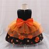 Карнавальный костюм для косплея тыквы для девочек, Vestidos для детей, оранжевые вечерние платья с бантом для девочек, черное платье для выпускного вечера на Хэллоуин с привидением