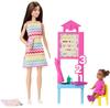 Кукла Barbie Учительница набор с модной куклой брюнеткой в платье с принтом маленькой куклой и аксессуарами для обучения