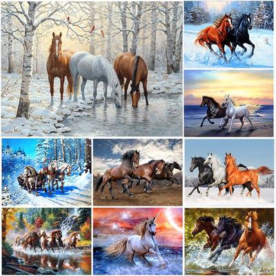 5D DIY Набор алмазов для рисования Лошадь Набор для вышивки крестом Полный дрель Алмазная вышивка Животные Мозаика Искусство Картина Стразы Декор