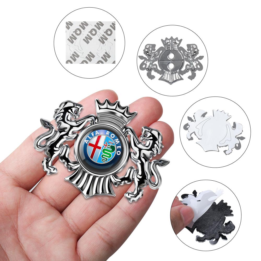YYCE3 3D Car Fender Metal Crown Lion Emblem Badge decoration Stickers For Alfa Romeo Giulietta GT 159 147 Mito Volante Auto Styling