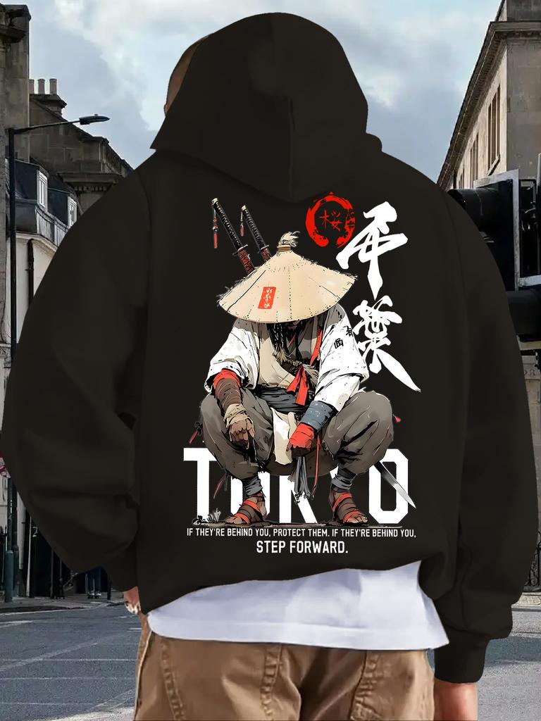 Новая Толстовка с капюшоном для взрослых мужчин, Японский дизайн, Принт, Искусство, Повседневная, Флис, Осень, Зима, Теплая, Свободная, Уличная, На каждый день, Для улицы