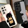 Черный кот Мультяшный Милый Мягкий Чехол для Телефона для Samsung Galaxy S26 Ultra S25 Edge S24 S23 S22 Plus S21 S20 FE 5G Бампер Силиконовый Funda