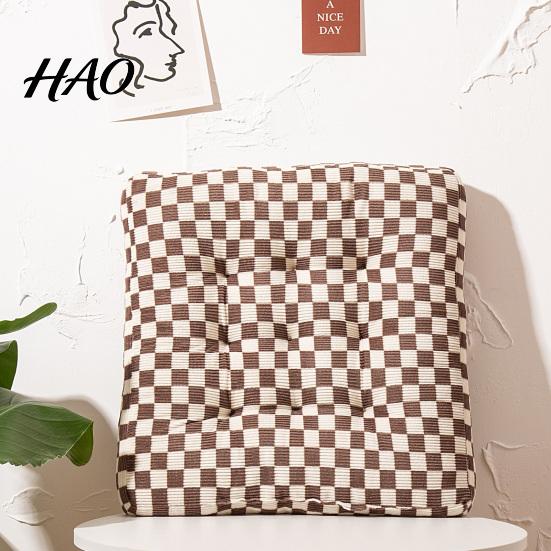 Ergonomic Buttock Support Cushion Corduroy Square Chair Pad, Checkerboard Office Cushion, Soft Pad Cozy Seat for Floor, Reading Nook, Dining