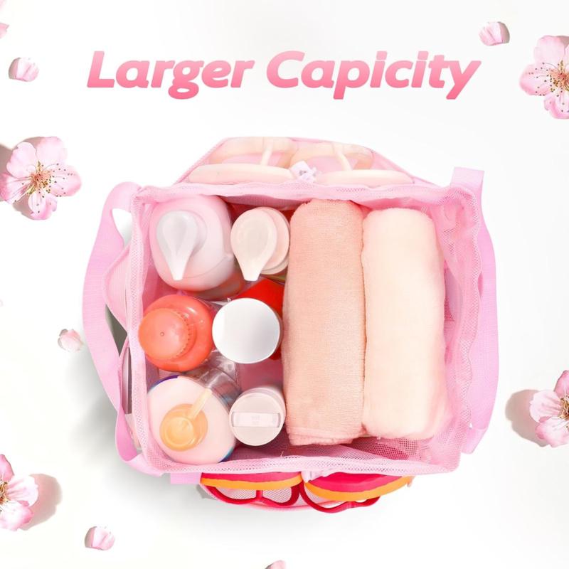 Mesh Shower Caddy Bag Portable Drawstring Bathroom Organizer College Dorm Shower Bag for Gym Swimming Travel Camping