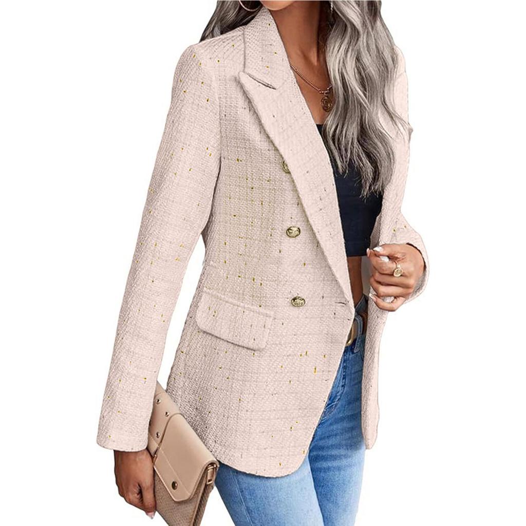 Women's Casual Loose Tweed Suit Jacket Fashionable Casual Long Sleeved Jacket Jacket