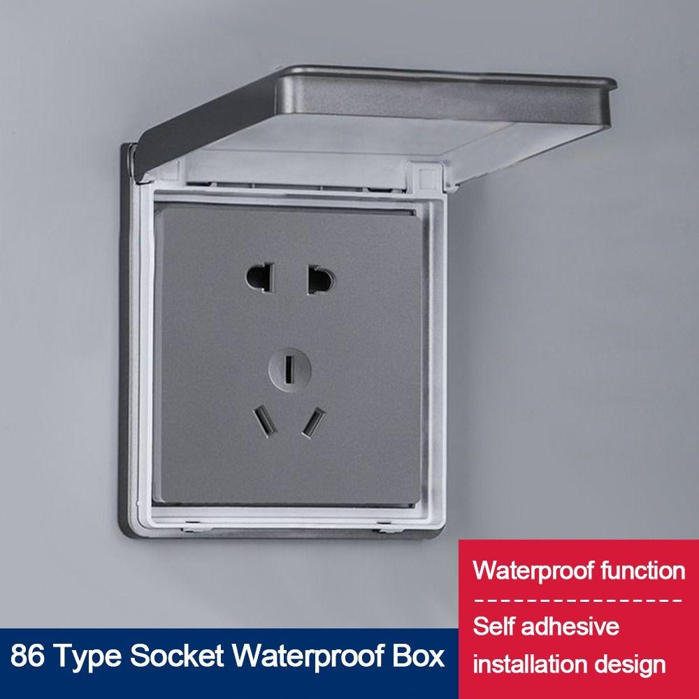 Self-Adhesive Socket Waterproof Box Wall-mounted Electric Plug Cover Splash-Proof Box Bathroom
