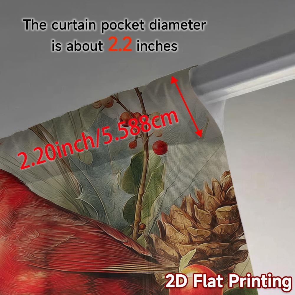 2pcs,Curtains Cardinals Christmas wreath Modern Curtains Roller Blinds Durable 100% Polyester Fabric Curtains All Seasons