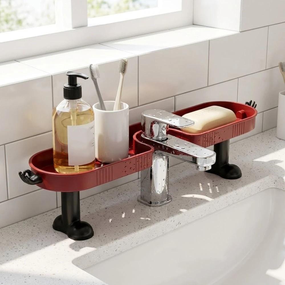 with Hook Faucet Sink Shelf Removable Sink Drying Rack Fashion Faucet Drain Organizer Bathroom