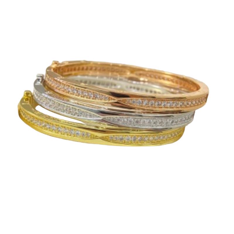 Изысканный женский браслет из 18-каратного золота с цирконами - Легкая роскошь и модный дизайн