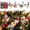 Christmas Scarf Chicken Hanging Ornament Set, Home Holiday Party Christmas Tree Decor Chicken Charm