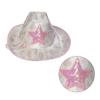 Pink Cowgirl Hats Glitter Sequins Star Decorations Rave Cowboy Hat with Cow Print Adult Size Cowboy Hats for Party