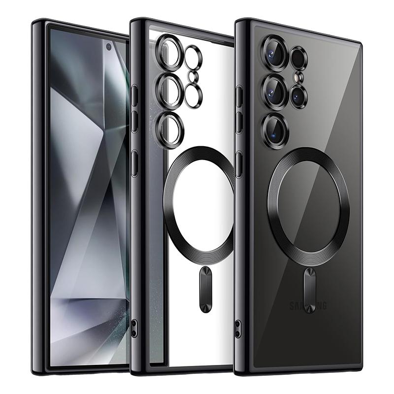 Роскошный прозрачный магнитный чехол для беспроводной зарядки Magsafe для Samsung Galaxy S25 S21 S22 S23 S24 Ultra Plus силиконовый чехол