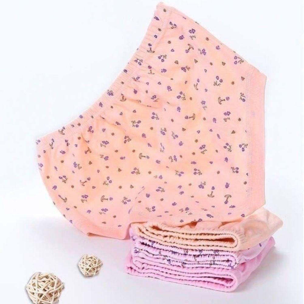 5PCS High Waist Elderly Plus Size Briefs Breathable Women Underwear Flower Cotton Panties  Gifts