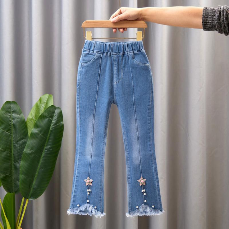 Children's Denim Pants Spring and Autumn Girls Flared Casual Long Pants
