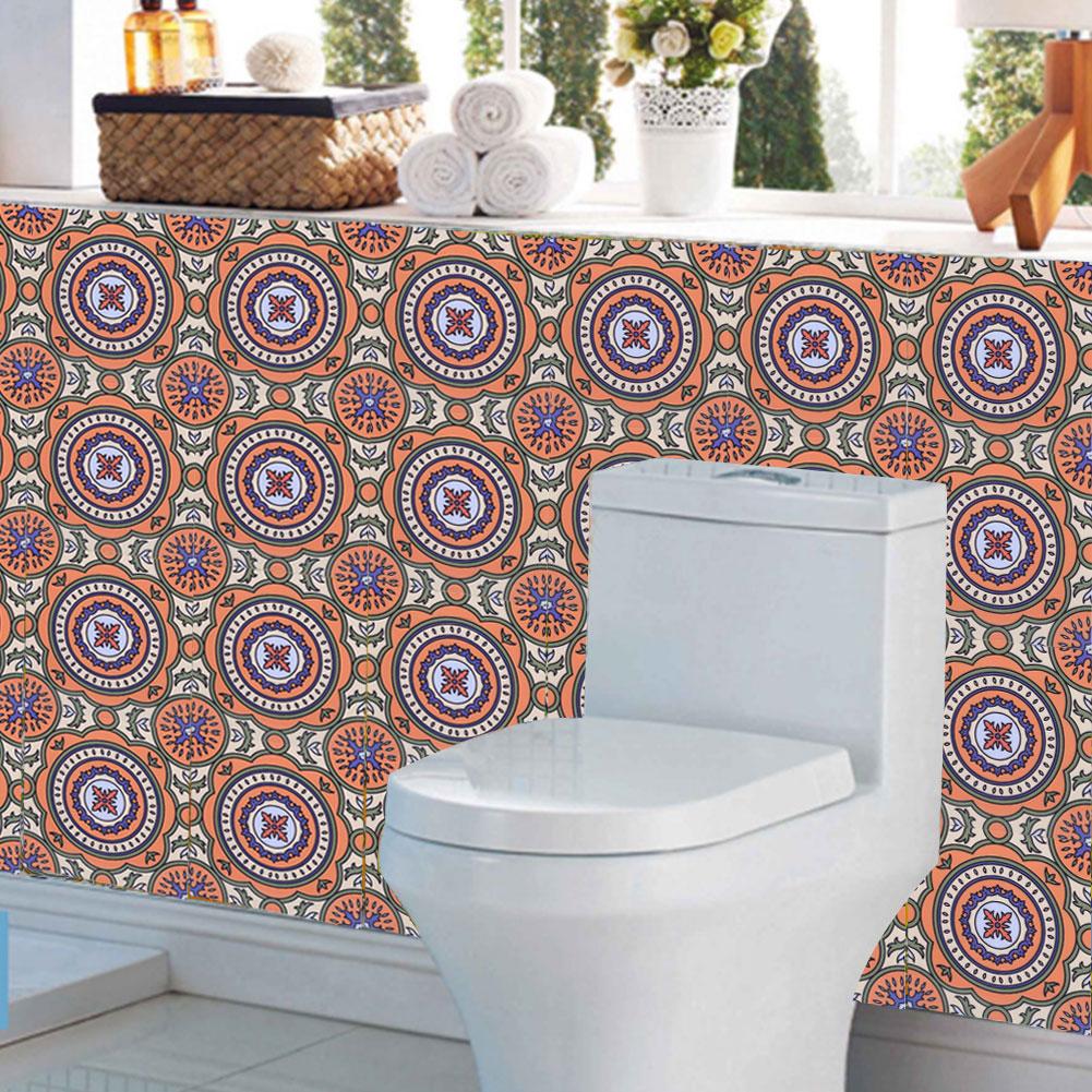 10Pcs Household Bohemian Style Waterproof Non Slip Tile Floor Wall Sticker Decoration 15x15cm(Type 1 )