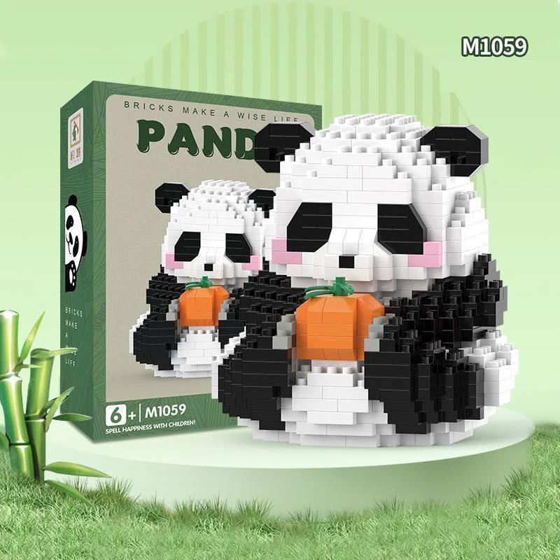 500PCS Creative Cute Mini Panda Building Blocks Micro Bricks Assemble Decoration Toy With Box Birthday Gift for Boys and Girls