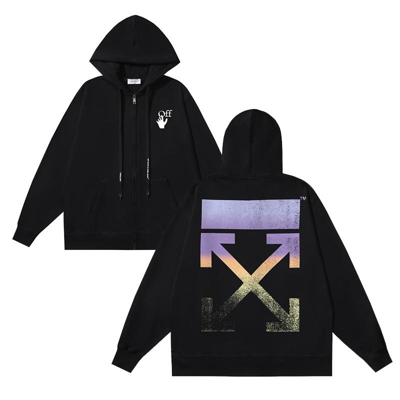 1029 Off-White 2026 Autumn New Gradient Arrow Pattern Printed Men's and Women's Zipper Hoodie