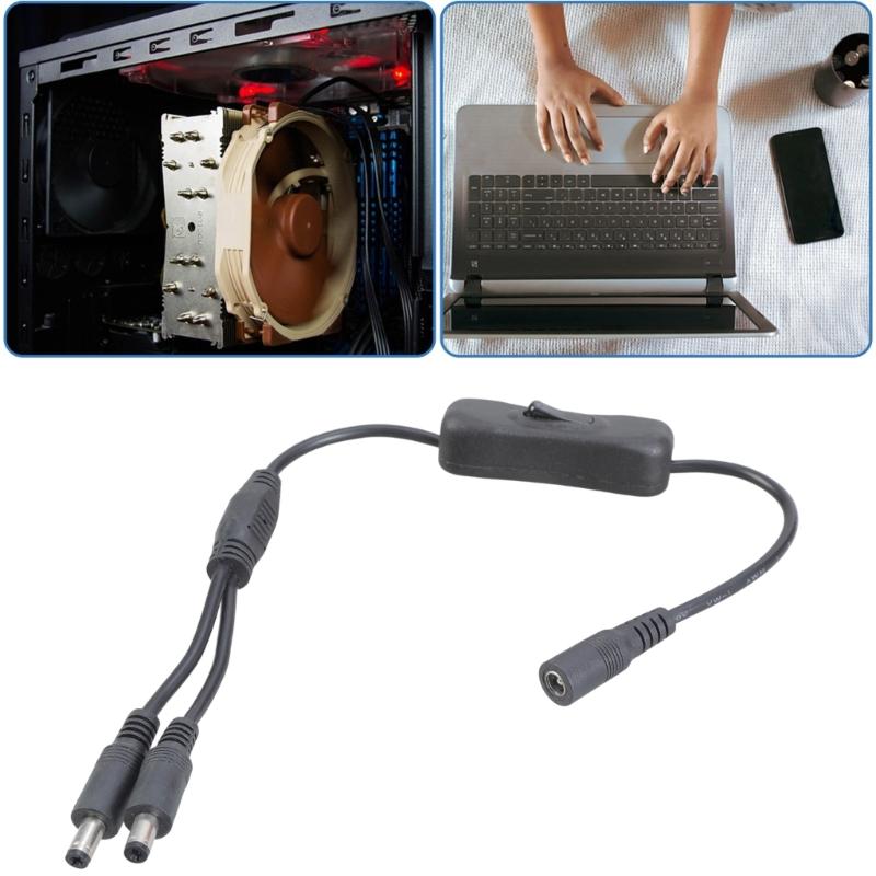 Кабель-разветвитель питания DC5521 Y 5,5x2,1 мм гнездо на 2 штекера Удлинитель-переключатель для видеонаблюдения светодиодной ленты 37 см