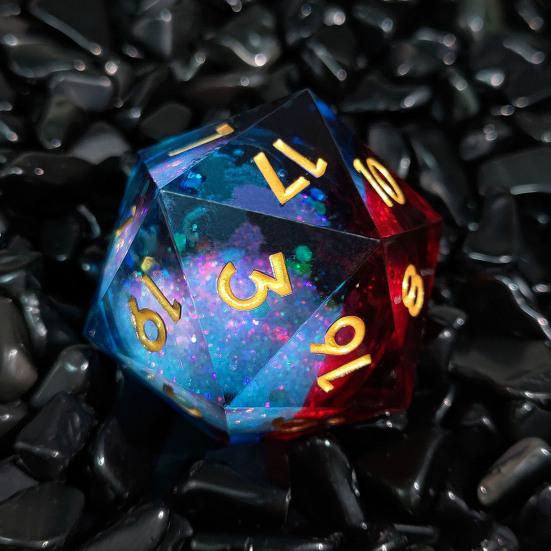 Игральные кости Liquid Core Resin Dice Sharp Edge 20-сторонние игральные кости золотисто-серебристого цвета с цифрами Многогранные игральные кости Quicksand Multi-sided D20 игральные кости для ролевой игры Реквизит для игральных костей