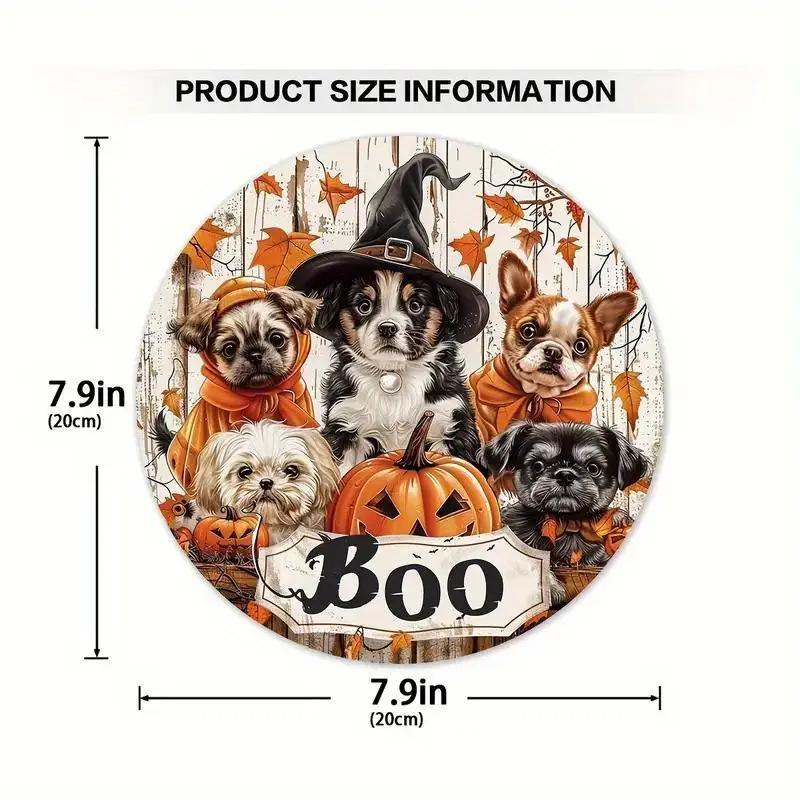 Halloween Wooden Door Plaque Craftsmanship Circular Logo Witch Pendant Home Decor