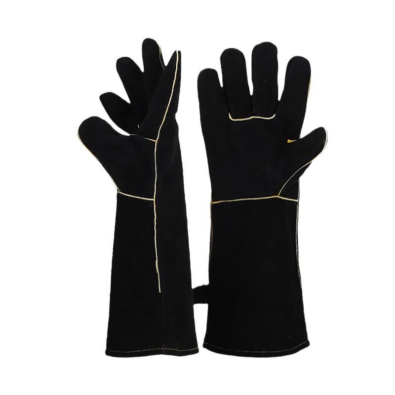 Перчатки для барбекю и духовки из коровьей кожи: Термостойкий, устойчивый к порезам и ошпариванию для гриля, камина, сварки и микроволновой печи.