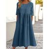 Spring and Summer Round Neck Casual Loose Solid Color Dress
