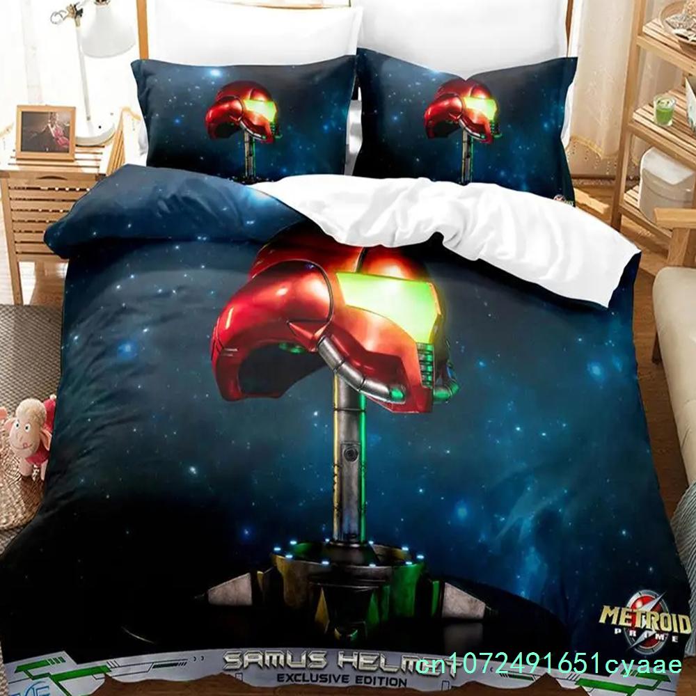 Metroid Prime Corruption Комплект постельного белья для мальчиков и девочек Twin Queen Size Пододеяльник Наволочка Кровать для детей и взрослых Мода Домашний текстиль Текстиль