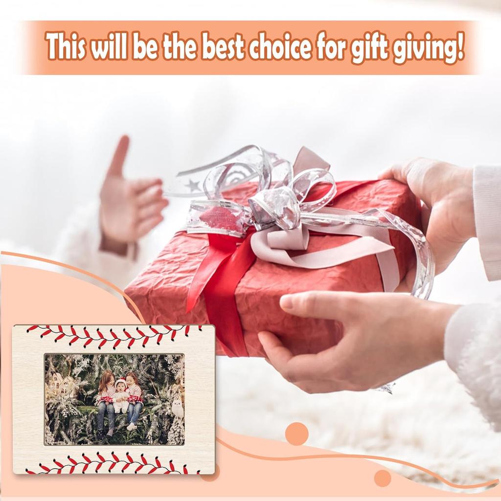 Baseball Picture Frame Baseball Tabletop Photo Frame 4x6 Sports Theme Wooden Picture Frame with Stand , Home Office Decor for Sports Theme Party